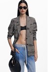 SCRIPT JACKET - blk white